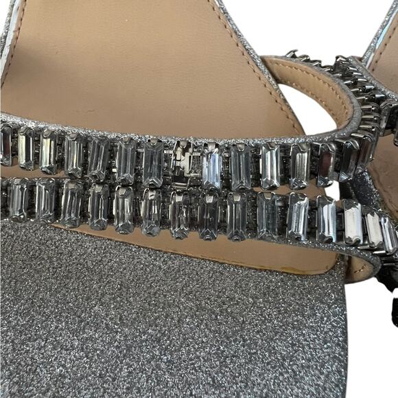 *Jewel Badgley Mischka Galllant Platform Evening Silver Glitter Sandals – Sz 11 - Picture 12 of 12